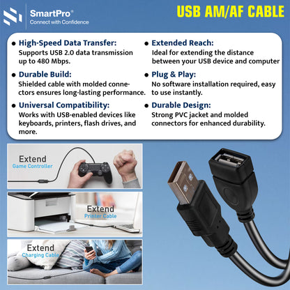 SmartPro USB EXTENSION CABLE (BLACK)