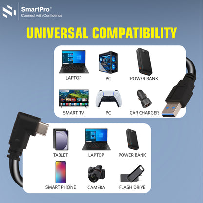 SmartPro USB TO MICRO USB CABLE L TYPE (BLACK)