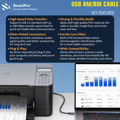 SmartPro USB PRINTER CABLE (BLACK)