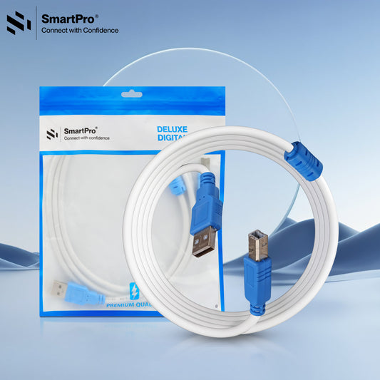 SmartPro USB PRINTER CABLE (WHITE/BLUE)