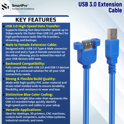 SmartPro USB 3.0 EXTENSION CABLES (WITH SCREW)