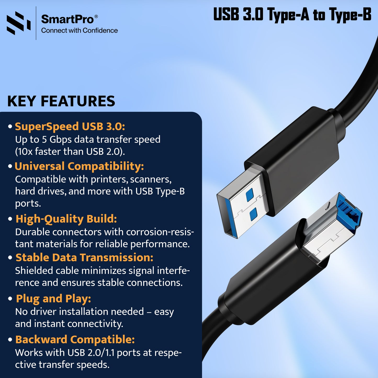 SmartPro USB 3.0 PRINTER CABLES