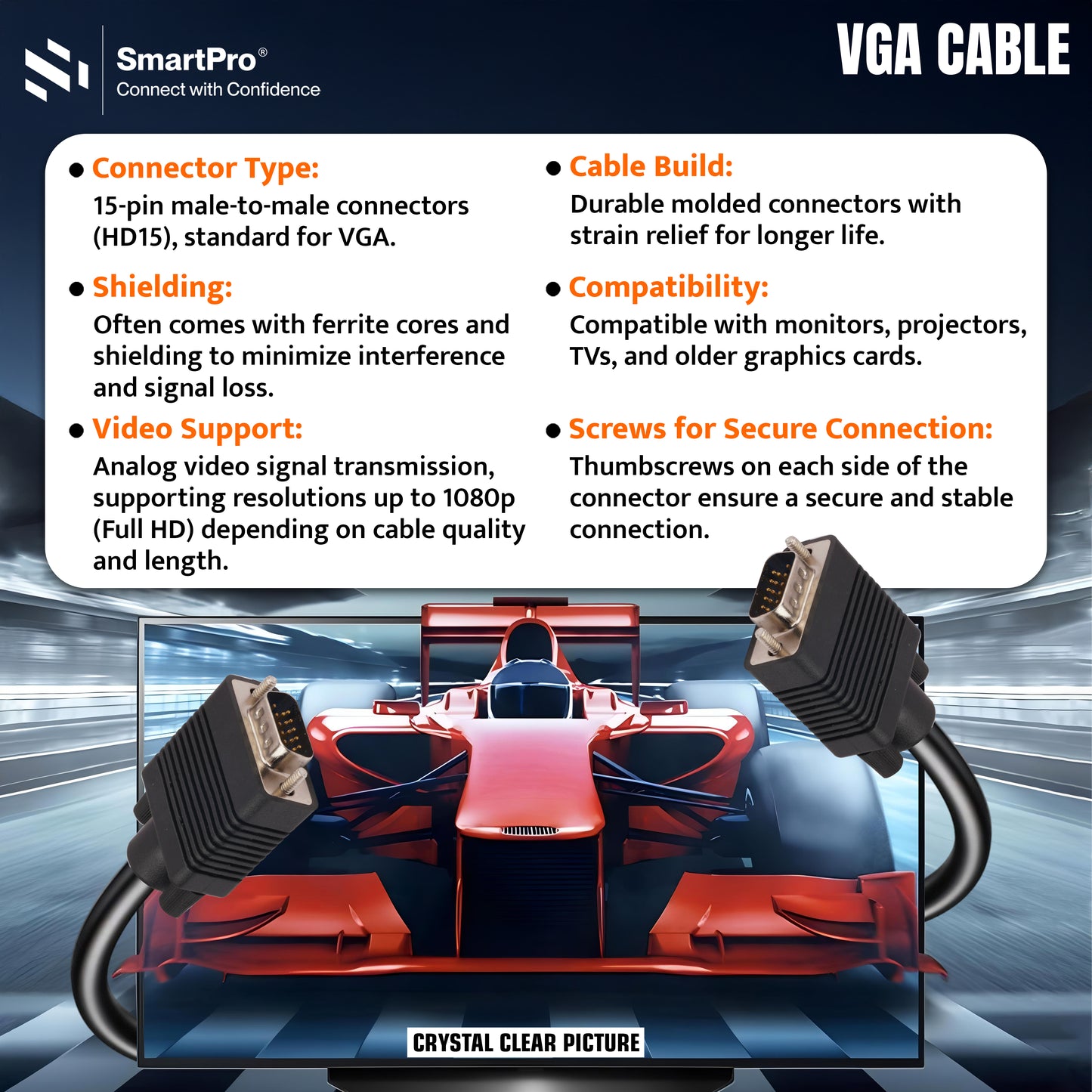 SmartPro VGA CABLE BLACK (3+4)