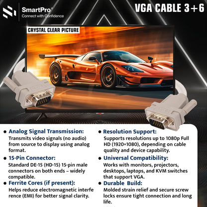 SmartPro VGA CABLE GRAY DELUXE (3+6)
