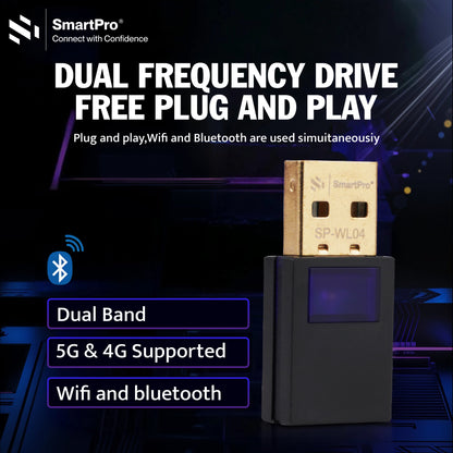 SmartPro 5G WIFI +BT 2IN1 DUAL BAND ADAPTOR (600MBPS WIFI + BLUETOOTH 5.0)