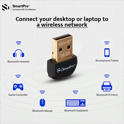 SmartPro USB ADAPTER 5.4 WIFI +BT 2IN1 (300MBPS WIFI + BLUETOOTH)