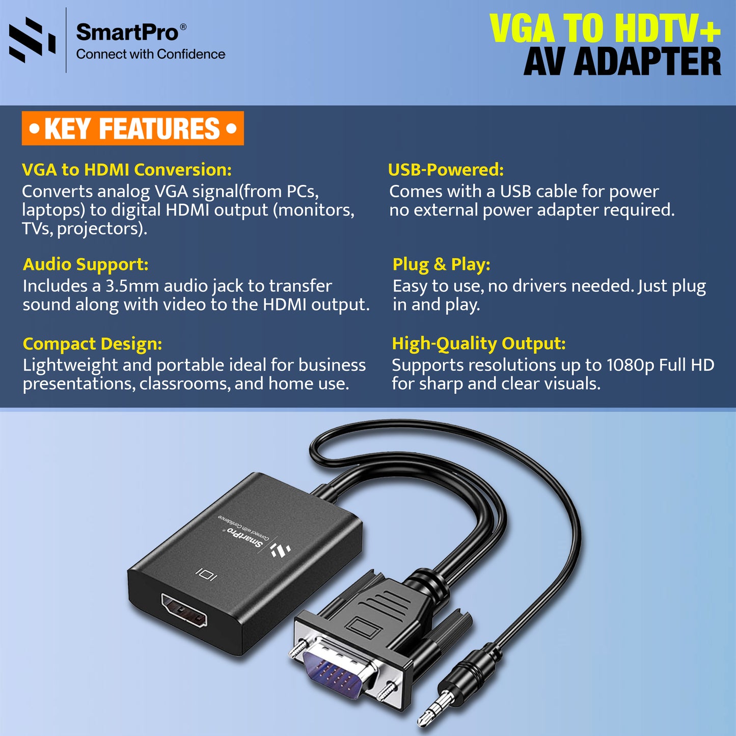 SmartPro VGA TO HDMI +AV ADAPTER
