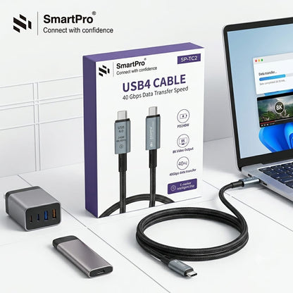 SMART PRO TYPE C TO TYPE C CABLE ORGINAL NYLONE ( 40 GBPS)