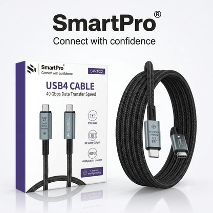 SMART PRO TYPE C TO TYPE C CABLE ORGINAL NYLONE ( 40 GBPS)