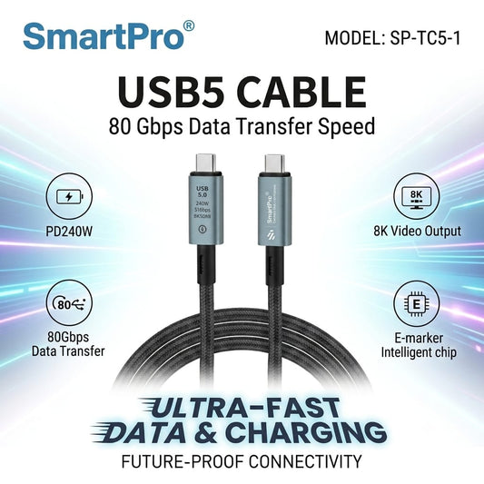 SMART PRO 5.0 TYPE C TO TYPE C CABLE (80GBPS)