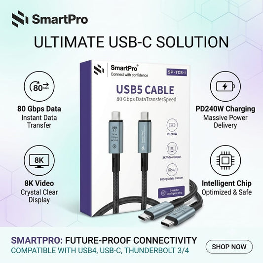 SMART PRO 5.0 TYPE C TO TYPE C CABLE (80GBPS)