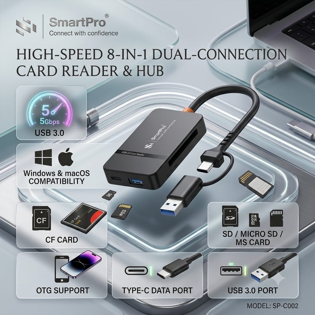 TYPE C + USB 3.0 8 IN 1 CARD READER