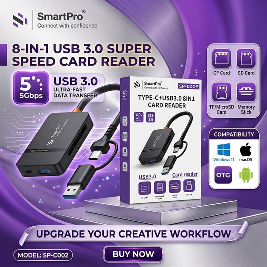 TYPE C + USB 3.0 8 IN 1 CARD READER