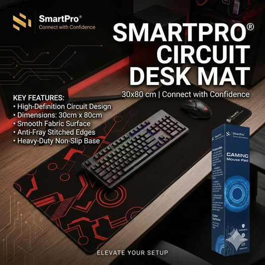 SmartPro Box Packing Border Stitched Gaming Mouse Pad ( Black &amp; RedPrinted) – 300 x 800 x 2mm