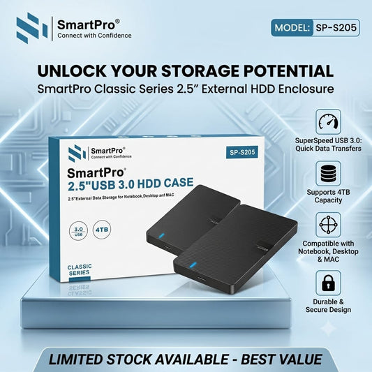 SmartPro 2.5"/3.0" HDD Casing – High-Speed External Hard Drive Enclosure