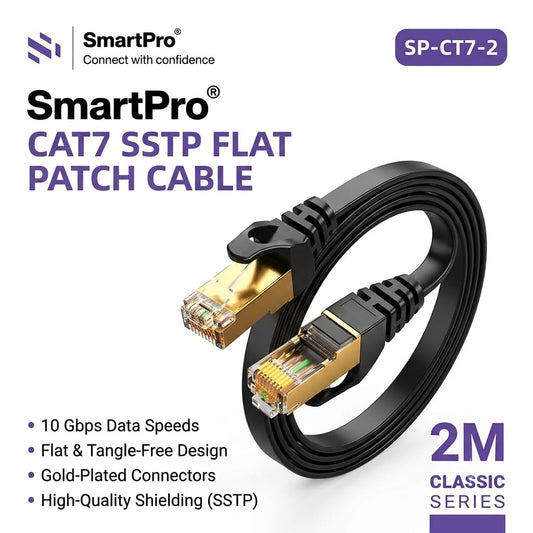 SmartPro CAT 7 Ethernet Cable Flat (Black)