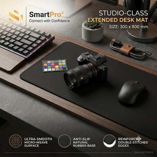 SmartPro Mouse Pad Black with Stitched Border (300 x 700 x 2mm)